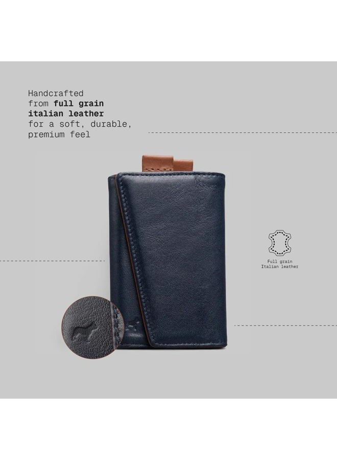 The Frenchie Co. محفظة السرعة | أزرق داكن-بني | المحفظة الأصلية للرجال مع حماية RFID والوصول السريع إلى البطاقة | جلد إيطالي فائق النحافة - Image 3