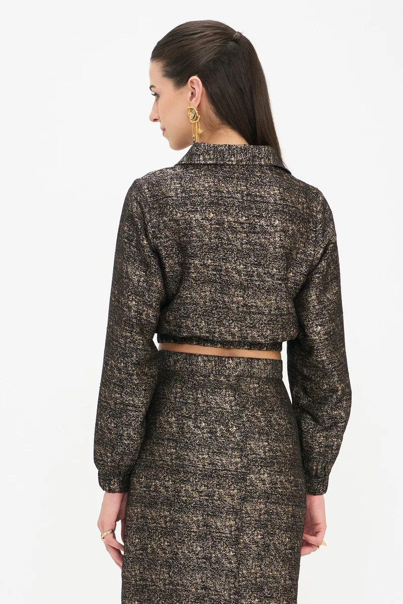 Virgio  Self Design Viscose Crop Bomber Jacket for Women for Women | Best Price UAE