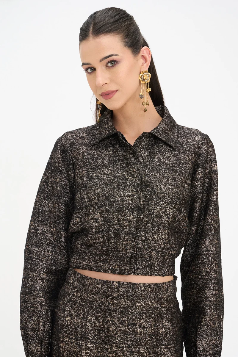 Virgio Self Design Viscose Crop Bomber Jacket for Women