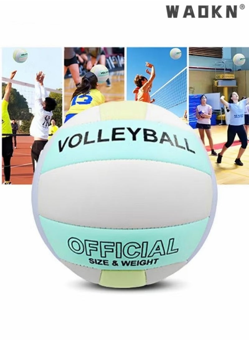 WAOKN Inflatable Soft Volleyball,Volleyball PU Leather Soft Indoor Outdoor Volleyballs Sports Training Game Play Ball Thickened Anti Slip Universal Soft Volleyball for Student Training,Beach Volleyball  - Image 1