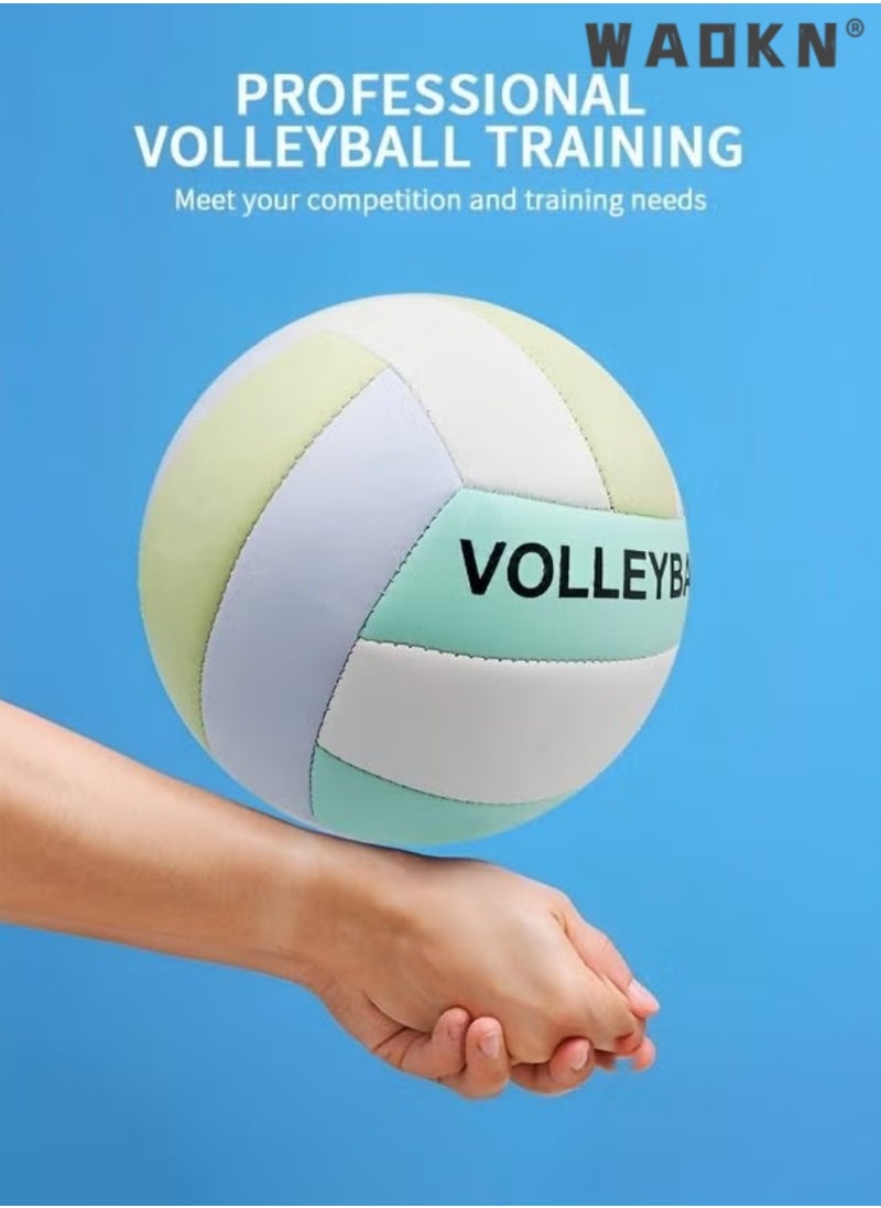 WAOKN Inflatable Soft Volleyball,Volleyball PU Leather Soft Indoor Outdoor Volleyballs Sports Training Game Play Ball Thickened Anti Slip Universal Soft Volleyball for Student Training,Beach Volleyball  - Image 2