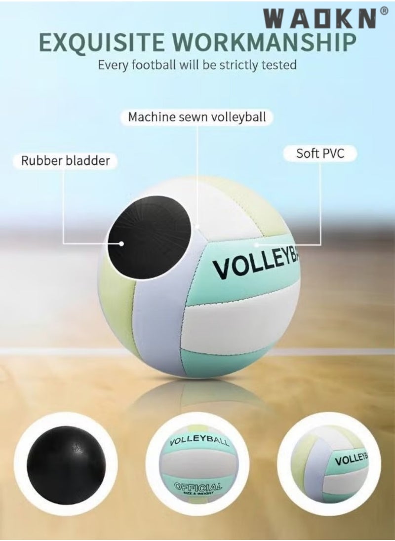 WAOKN Inflatable Soft Volleyball,Volleyball PU Leather Soft Indoor Outdoor Volleyballs Sports Training Game Play Ball Thickened Anti Slip Universal Soft Volleyball for Student Training,Beach Volleyball  - Image 3