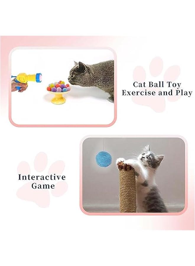 RYNX 1 Cat Ball Launcher with 50  Cat Toy Balls Launch Ball Toy Colorful and Soft Interactive Cat Toys Balls for Indoor Cats Kitten Toys Plush Ball Shoot Gun for Kitty - Image 4