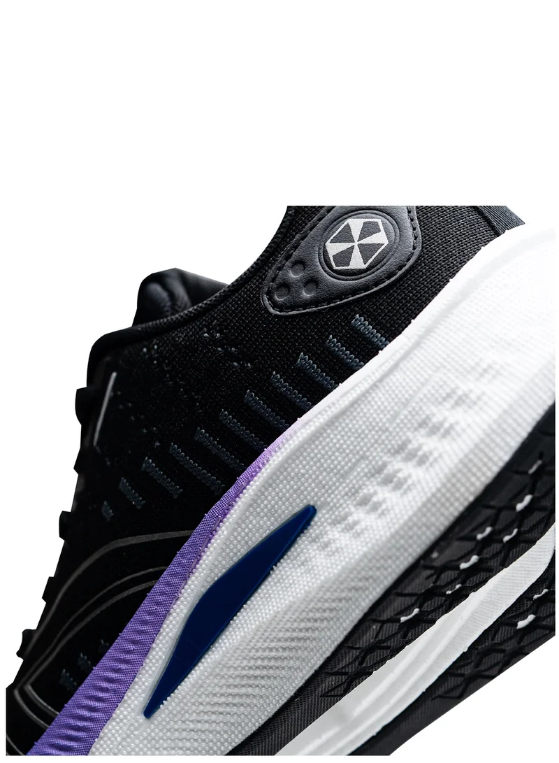 HUNDRED Hundred Sprintpace  Multipurpose Shoes | Running, Walking, Training, Gym & Jogging | Active Grip | HexaFoam Technology |Carbon Fibre Support Plate (Black/Blue/Purple - EUR 45)