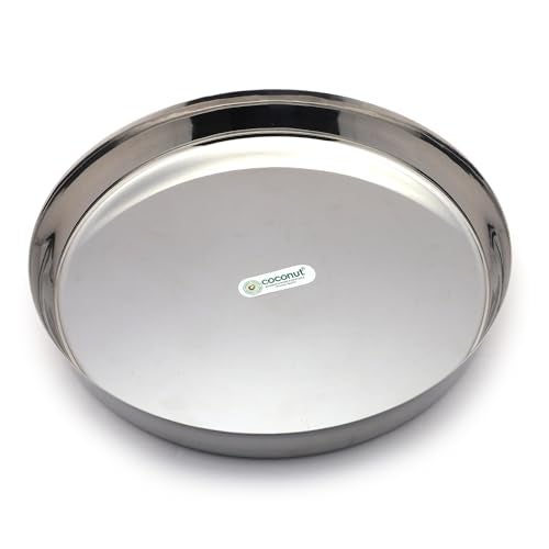 coconut Stainless Steel 22 Guage Thali/Kumcha/Dinner Plate -1 Unit (Diameter 11 Icnch) - Image 2