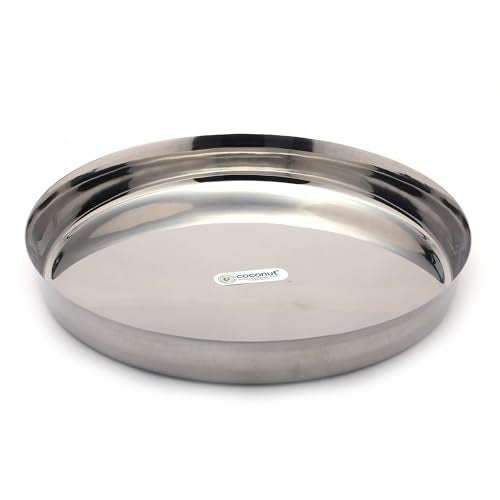 coconut Stainless Steel 22 Guage Thali/Kumcha/Dinner Plate -1 Unit (Diameter 11 Icnch) - Image 1