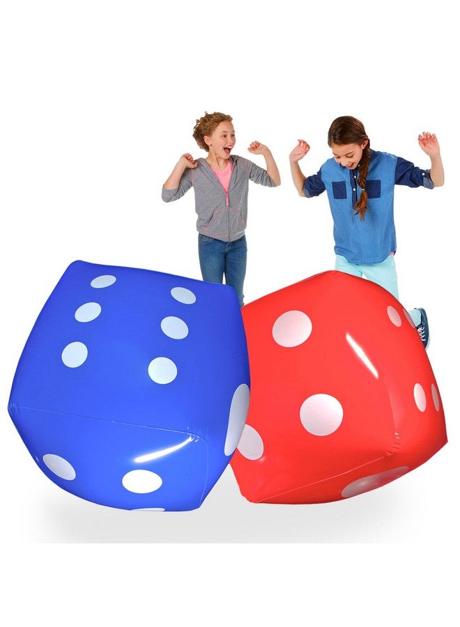 نوفيلتي بليس نرد قابل للنفخ من نوفيلتي بليس، مقاس 16 بوصة (عبوة من قطعتين) - نرد عملاق أحمر وأزرق لألعاب الطاولة الداخلية والخارجية، واللودو، وحفلات المسابح - ديكورات حفلات ممتعة ومتعددة الاستخدامات وإكسسوارات ألعاب - Image 1