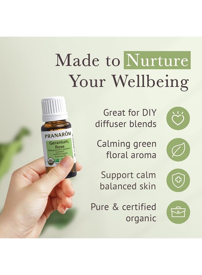 PRANAROM Rose Geranium Essential Oil (15ml) - 100% Pure Natural Therapeutic Grade Essential Oil for Aromatherapy and Skincare | USDA and ECOCERT Certified Organic - Image 5