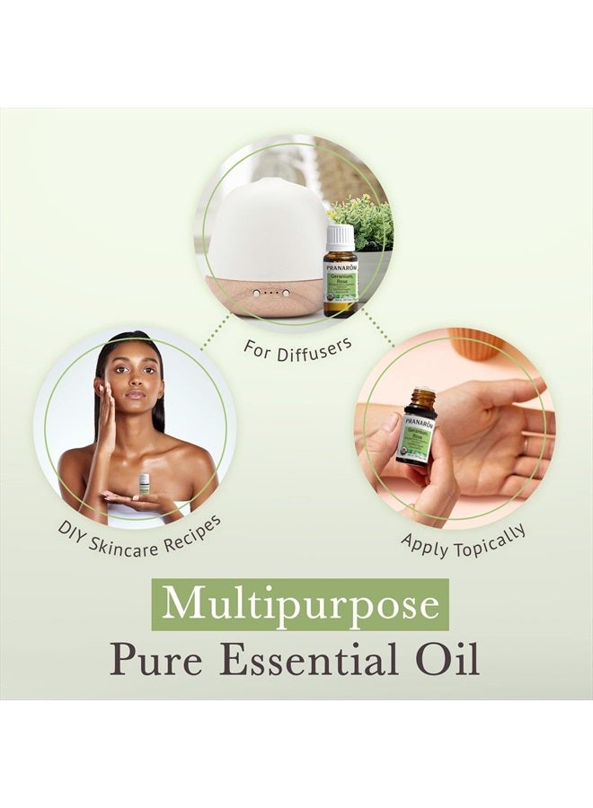 PRANAROM Rose Geranium Essential Oil (15ml) - 100% Pure Natural Therapeutic Grade Essential Oil for Aromatherapy and Skincare | USDA and ECOCERT Certified Organic - Image 4
