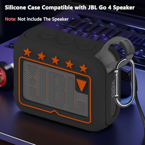 JCHPINE Silicone Cover and Hard Travel Case for JBL Go 4 Ultra Portable Bluetooth Speaker, Accessories for JBL Go 4 Pro Sound Bluetooth Speaker Stand Up Holder (Black Case) - Image 5