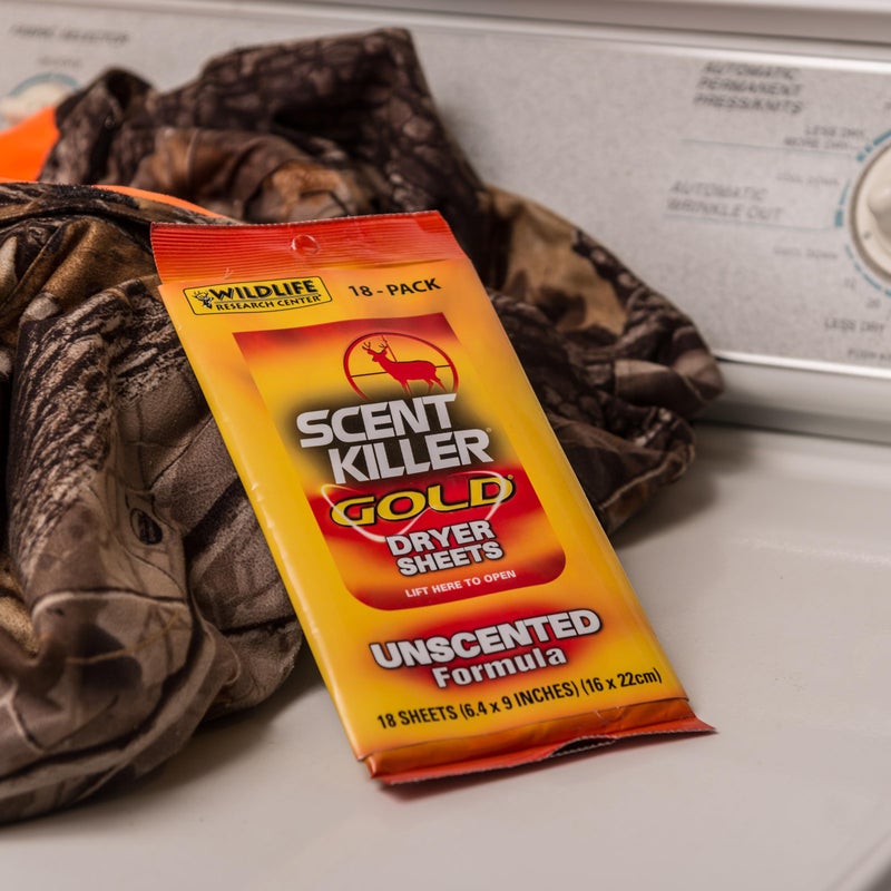 Wildlife Research Scent Killer Gold Dryer Sheets (Unscented) 18 Count (Pack of 1) - Image 1