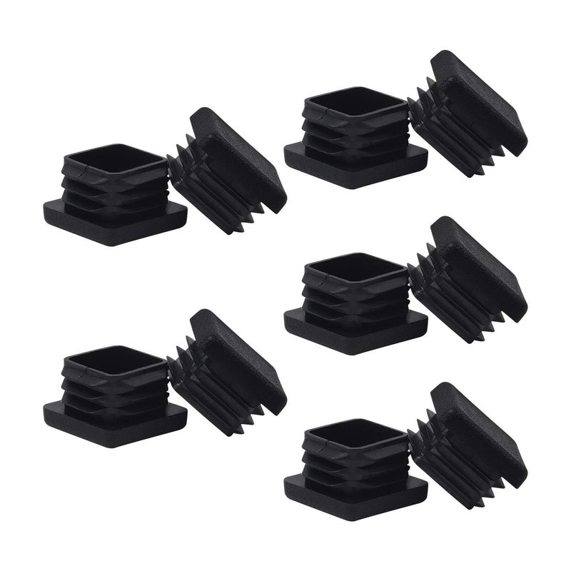 MENTODO 1" 1X1 Square Tubing Plastic Plug End Cap 10 Pack, 1"X1" 1 Inch Black Square Tube End Cap Fence Post Pipe Cover Tubing Insert Chair Glide Finishing Plug
