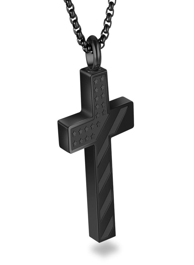 XIUDA Cross Cremation Jewelry Flag Urn Ashes Necklace for Women Men Cremation Ash Pendant Loved One Memorial Jewelry - Image 1
