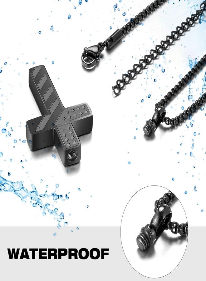 XIUDA Cross Cremation Jewelry Flag Urn Ashes Necklace for Women Men Cremation Ash Pendant Loved One Memorial Jewelry - Image 3