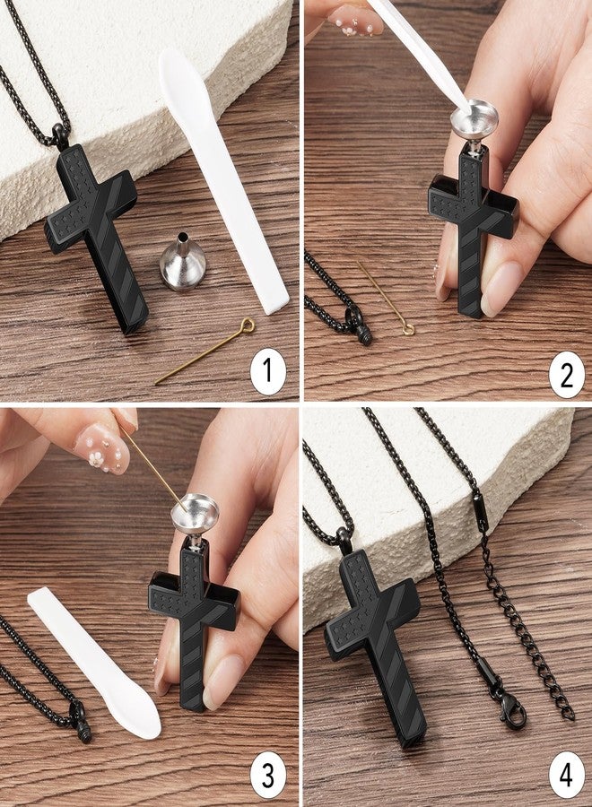 XIUDA Cross Cremation Jewelry Flag Urn Ashes Necklace for Women Men Cremation Ash Pendant Loved One Memorial Jewelry - Image 5