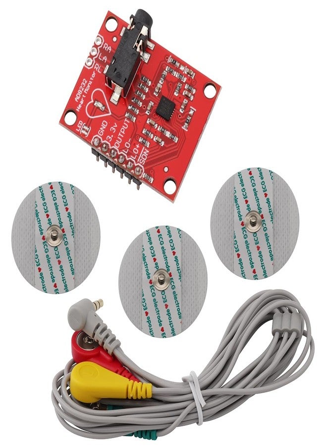 QBM AD8232 ECG Measurement Kit with Heart Rate Monitor Module, Medical Biometric Sensor Board, Electrode Pads, Connection Cable - Image 1