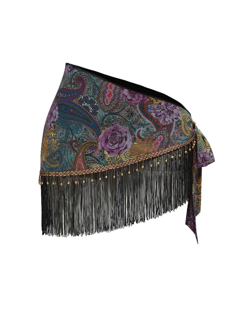 MakeMeChic Women's Wrap Fringe Skirt Beach Cover Up Low Waisted Tie Side Boho Swim Suit Multicolor Medium - Image 1
