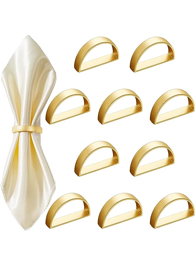 PROMASS Rings, 12Pcs Gold Stainless Steel Napkin Ring Holders, Modern Design Ring Holder Metal Semicircle Serviette Buckles Metallic Adornment, for Table Settings Kitchen Dinner Party Wedding - Image 1