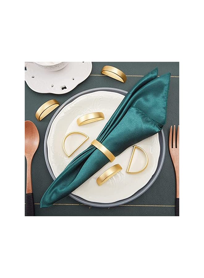 PROMASS Rings, 12Pcs Gold Stainless Steel Napkin Ring Holders, Modern Design Ring Holder Metal Semicircle Serviette Buckles Metallic Adornment, for Table Settings Kitchen Dinner Party Wedding - Image 2