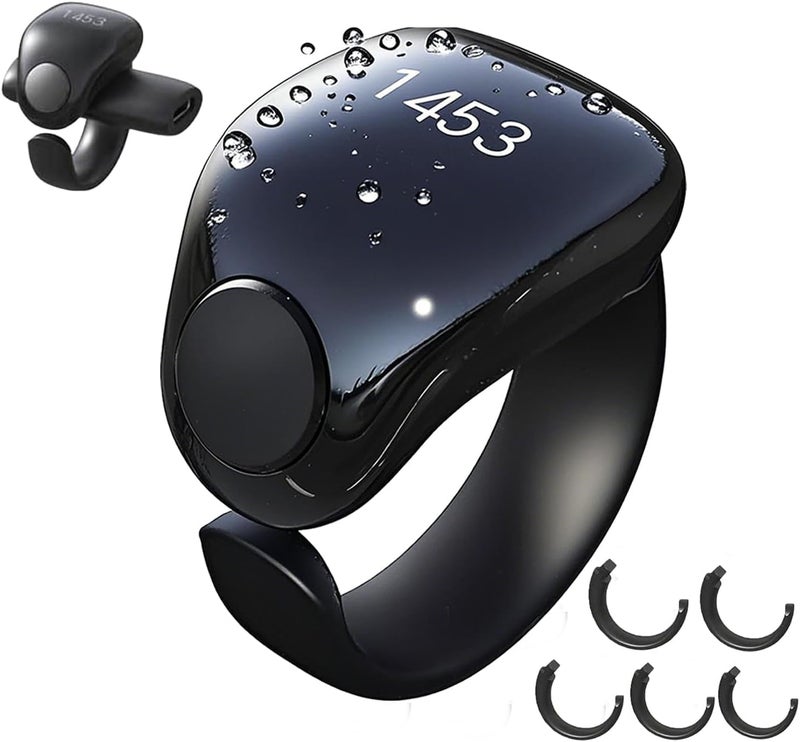 خاتم ، خاتم tasbih الذكي ، الصلاة المسلمة ، العداد ، تذكير توقيت الصلاة ، شاشة OLED ، IPX67 مقاومة للماء ، يمكن أن تصل عمر البطارية إلى 20 يومًا ، 5 حلقات قابلة للتبديل (16 مم / 18 مم / 20 مم / 22 مم / 24 مم) - Image 1