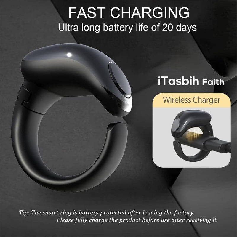 خاتم ، خاتم tasbih الذكي ، الصلاة المسلمة ، العداد ، تذكير توقيت الصلاة ، شاشة OLED ، IPX67 مقاومة للماء ، يمكن أن تصل عمر البطارية إلى 20 يومًا ، 5 حلقات قابلة للتبديل (16 مم / 18 مم / 20 مم / 22 مم / 24 مم) - Image 5
