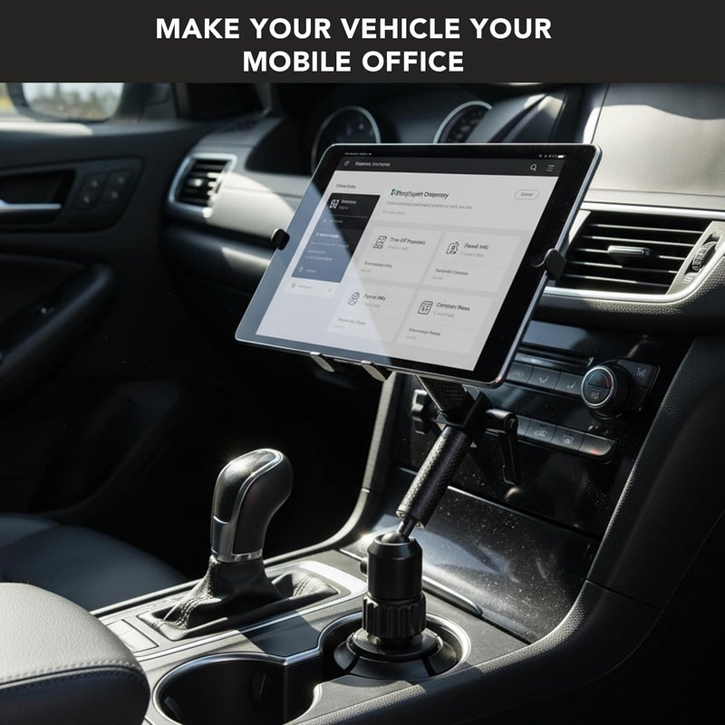 Mount-It! Premium Cup Holder Tablet Mount for Cars, Trucks, SUVs - Commercial Tablet ELD Mount - Heavy Duty Carbon Fiber Full Motion Arms, Adjustable Base, Universal Bracket Fits iPad and Samsung - Image 3