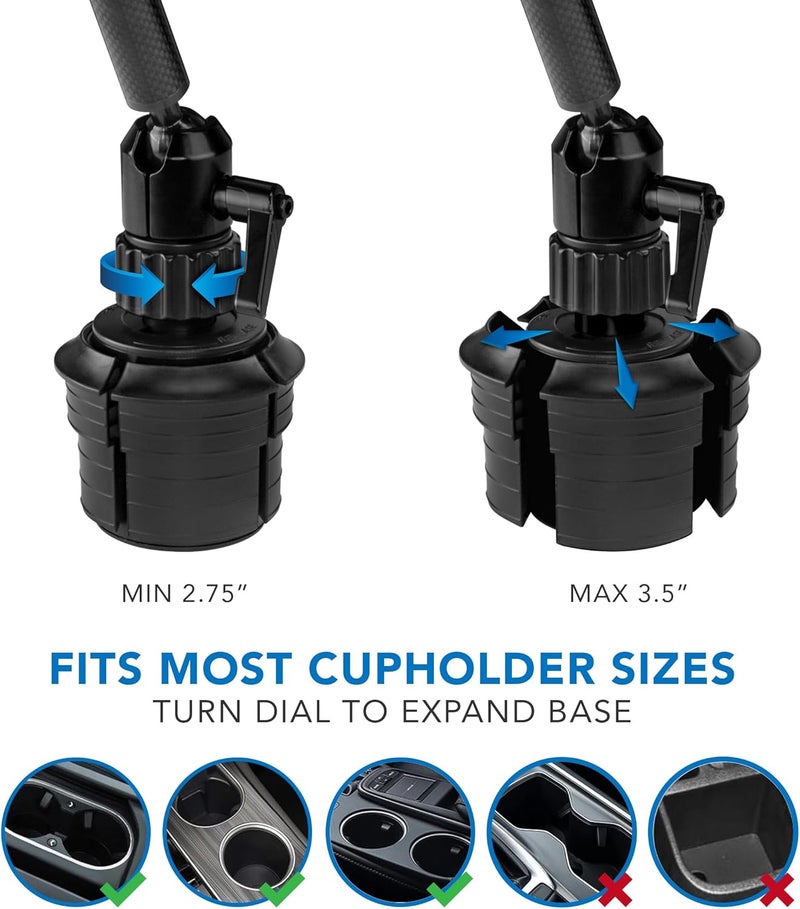 Mount-It! Premium Cup Holder Tablet Mount for Cars, Trucks, SUVs - Commercial Tablet ELD Mount - Heavy Duty Carbon Fiber Full Motion Arms, Adjustable Base, Universal Bracket Fits iPad and Samsung - Image 2