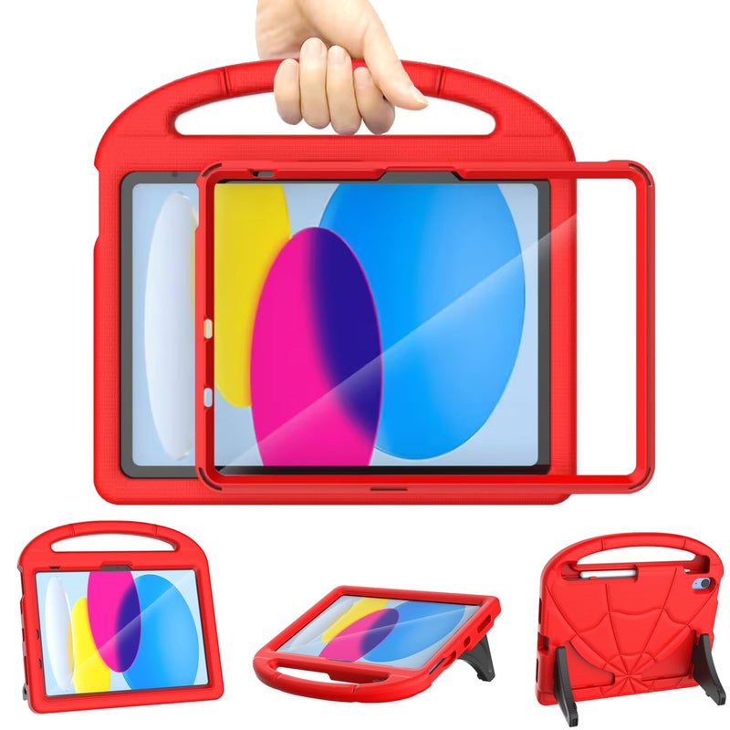 Sanyetral Kids Case for iPad A16 11th Generation 11 Inch 2025iPad 10th Generation 109 Inch 2022 Sanyetral Lightweight Shockproof Cover with Screen ProtectorPencil HolderHandleStand for iPad 10th11th Red - Image 2
