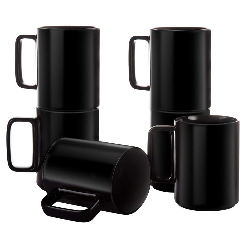 Eliu Porcelain Tea Mugs Coffee Mug Set Large 15 Ounces Cups for Coffee Tea Cocoa and Mulled Drinks Set of 6 Black