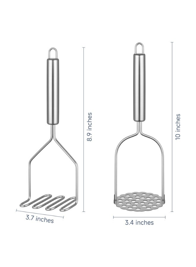 2PCS Mashed Potato Masher - Stainless Steel Potato Smasher, Masher Kitchen Tools & Utensils for Avocado, Bean, Salad, Vegetables, Fruit, Food, Meat Smasher Tool for Ground Beef - Image 2