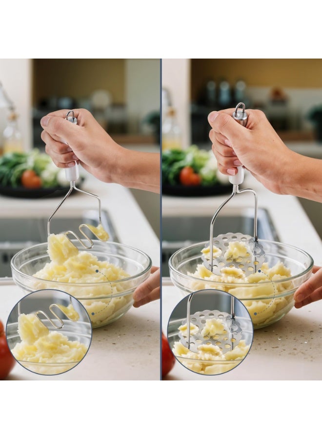2PCS Mashed Potato Masher - Stainless Steel Potato Smasher, Masher Kitchen Tools & Utensils for Avocado, Bean, Salad, Vegetables, Fruit, Food, Meat Smasher Tool for Ground Beef - Image 3