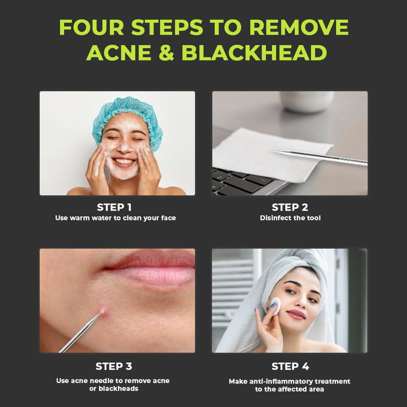 DERMATED 22 Pcs Pimple Popper Tool Kit 410 Stainless Steel Blackhead Remover Tools, Pimple Extractor Tool Kit for Blackheads, Blemish, Comdone, Acne, Zit, and Whiteheads for Face & Nose - Image 2