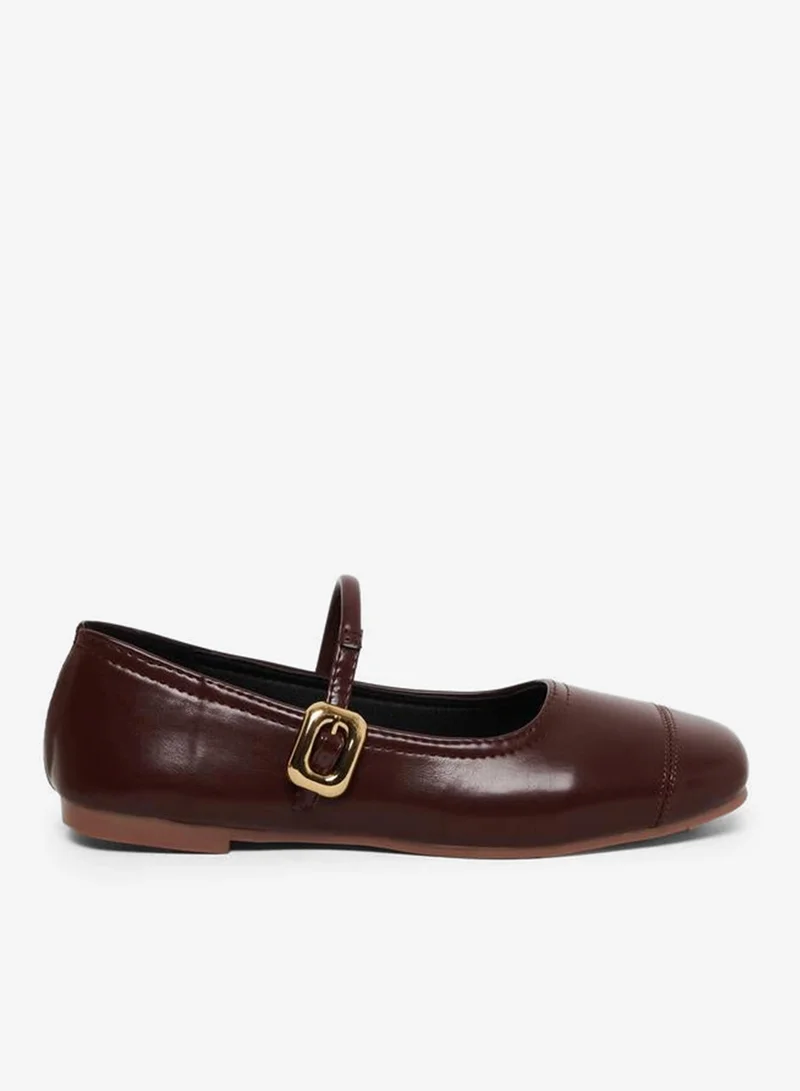 Take Two Take Two Burgundy Metal Buckle Strap Mary Jane Shoes