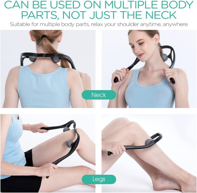 Neck Massager for Pain Relief, Deep Tissue Self Trigger Point Shiatsu Shoulder Massager - Back and Neck Massager for Neck, Shoulders, Leg, Ergonomic Handle Design, Lightweight & Portable - Image 4