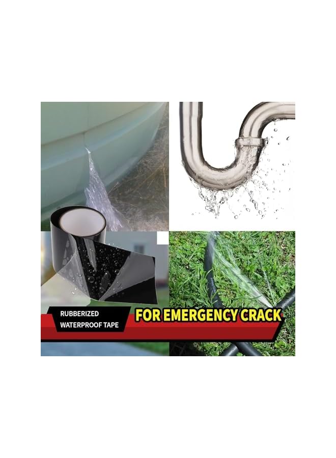 promass Rubberized Waterproof Tape, Professional Duct Tape for Prevent Leak and Crack, Patch and Seal Tape for Photographers Repairing Holes Cracks Pipes Gaps Roof Crafts (Black Medium 4" x 59") - Image 2