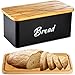 Lyellfe Farmhouse Metal Bread Box, Black Bread Storage Container with Cutting Board Lid, Vintage Retro Bread Keeper Bin - Image 2
