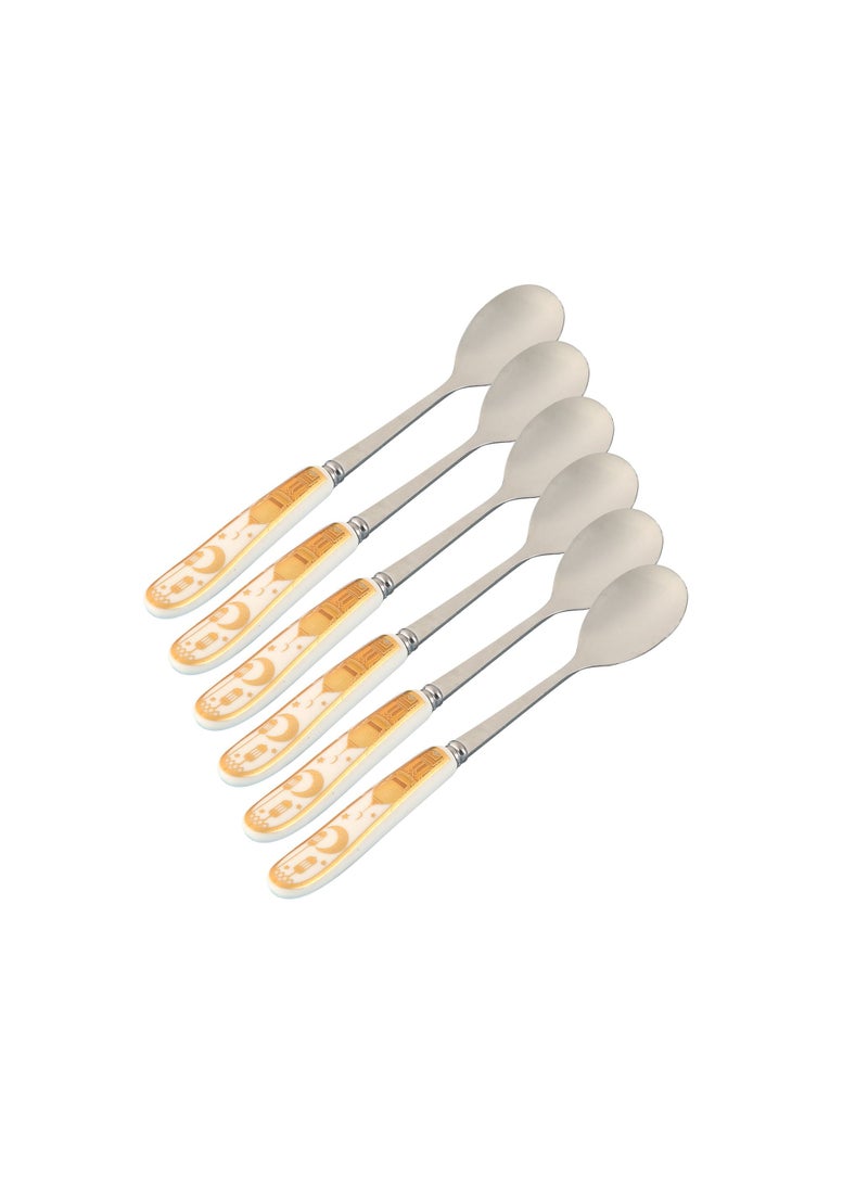 Liying 6Pcs Ramadan Designed Dessert Spoons (S) , Gold plasted design Plating Stainless Steel 15x2x15cm Spoons for Cake Spoon, Dessert Spoons, Easy To Clean, Dishwasher Safe - Image 4