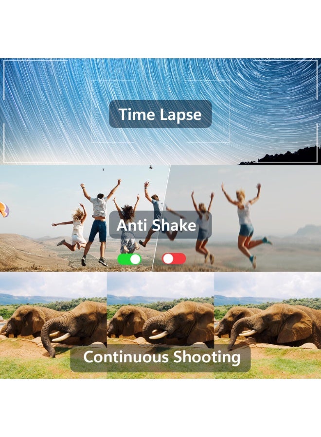 شو وو كاميرا رقمية 4K، كاميرا تصوير تلقائي بدقة 48 ميجابكسل، كاميرا فيديو للتدوين، تقريب رقمي 16X، كاميرا فيديو مضادة للاهتزاز مع بطاقة ذاكرة صغيرة سعة 32 جيجابايت، كاميرات سفر صغيرة الحجم للتصوير الفوري كهدية، لون بني - Image 3