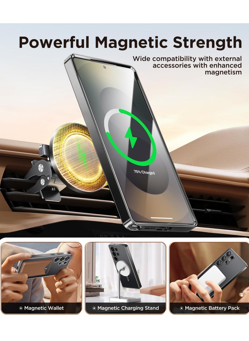 GolbinBox Magnetic Case Compatible with Samsung Galaxy S25 Ultra Compatible with MagSafe [Full Camera Protection][Screen Protector] Shockproof Plating Clear Phone Cover for Galaxy S25 Ultra(Black/Clear)  - Image 2