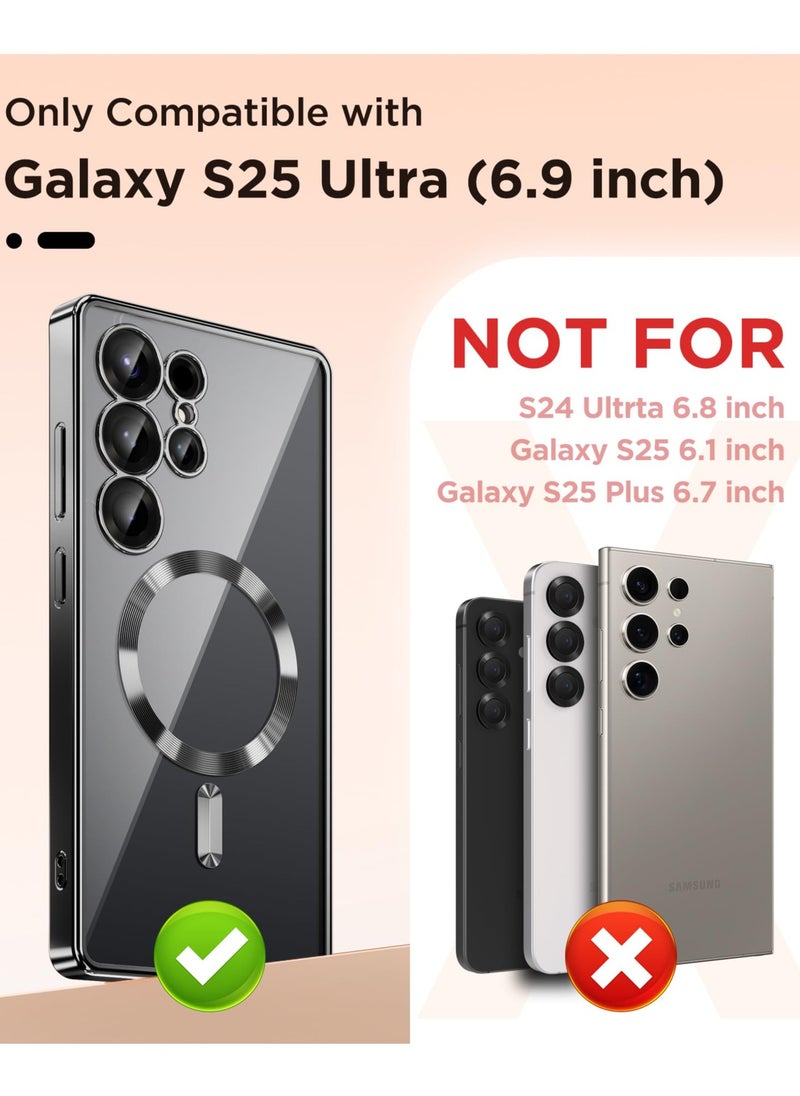 GolbinBox Magnetic Case Compatible with Samsung Galaxy S25 Ultra Compatible with MagSafe [Full Camera Protection][Screen Protector] Shockproof Plating Clear Phone Cover for Galaxy S25 Ultra(Black/Clear)  - Image 3