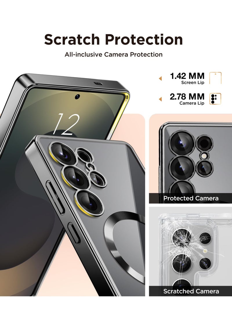 GolbinBox Magnetic Case Compatible with Samsung Galaxy S25 Ultra Compatible with MagSafe [Full Camera Protection][Screen Protector] Shockproof Plating Clear Phone Cover for Galaxy S25 Ultra(Black/Clear)  - Image 5