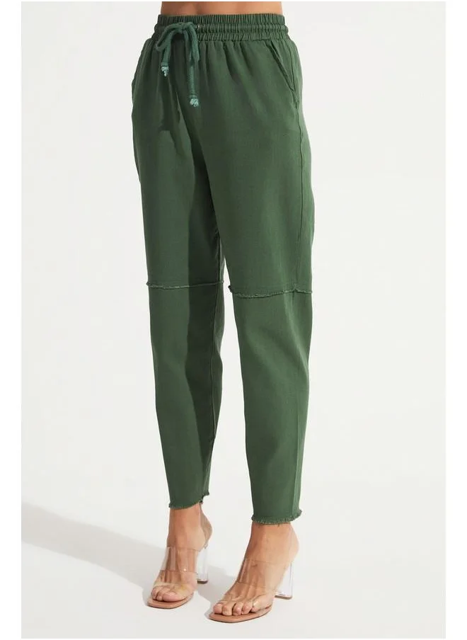 جون June Maybe Elastic Gabardine Trouser Emerald