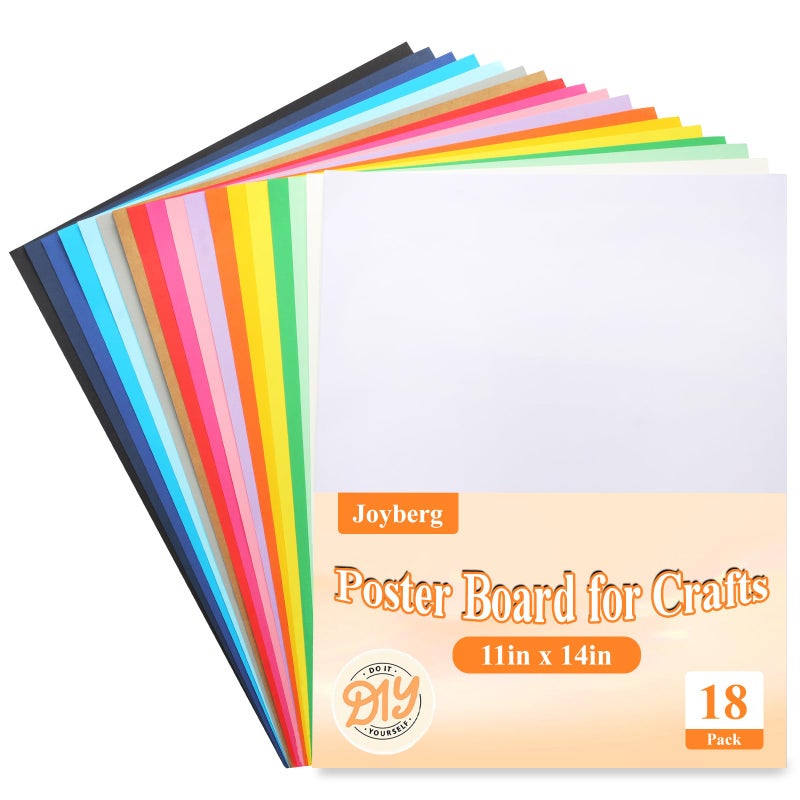 Joyberg 18 Pack Poster Board, 11in x 14in Colorful Poster Boards, Posterboard, Poster Board Paper for Crafts, DIY, Drawing - Image 1