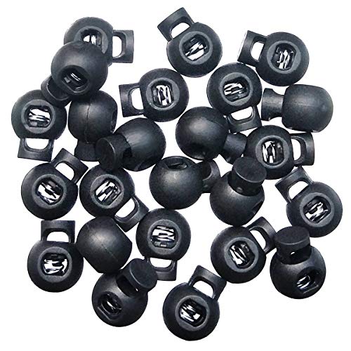 TTSAM 25 PCS Adjustable Ball Cord Lock Round Toggle Stopper Cord Stop Rope Toggle Spring Cord Clips, for Paracord, Drawstrings, Camping, Hiking, Shoelace Replacement, Sports, Backpack, Black - Image 2