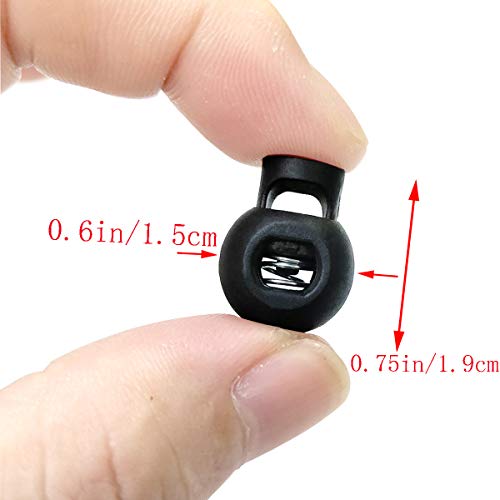 TTSAM 25 PCS Adjustable Ball Cord Lock Round Toggle Stopper Cord Stop Rope Toggle Spring Cord Clips, for Paracord, Drawstrings, Camping, Hiking, Shoelace Replacement, Sports, Backpack, Black - Image 3
