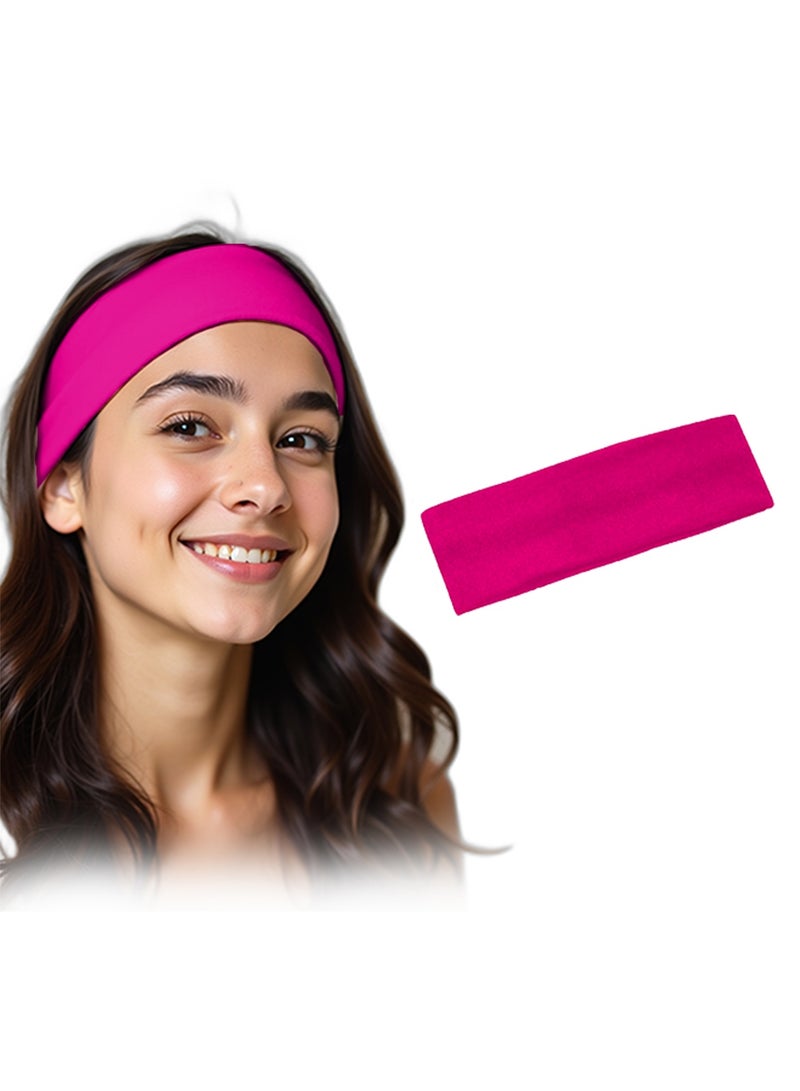 شريط راس عريض للغاية 7 سم سادة قابل للتمدد للجنسين عصابة راس ناعمة لليوجا(روز) - Image 1