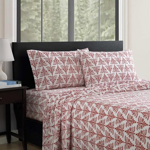 Eddie Bauer Flannel Sheets Twin Size AntiPilling Wrinkle Resistant Cotton Touchably Soft for AllSeason Comfort Bed Sheets with Matching Pillowcase Fitted Sheet Jolly Trees Red - Image 3