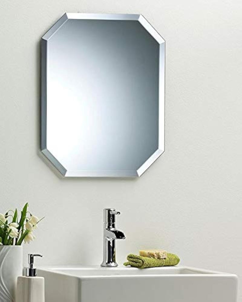 Quality Glass Frameless Wall Mirror Glass_Silver_18 X 24 Inch Octagonal Unframed