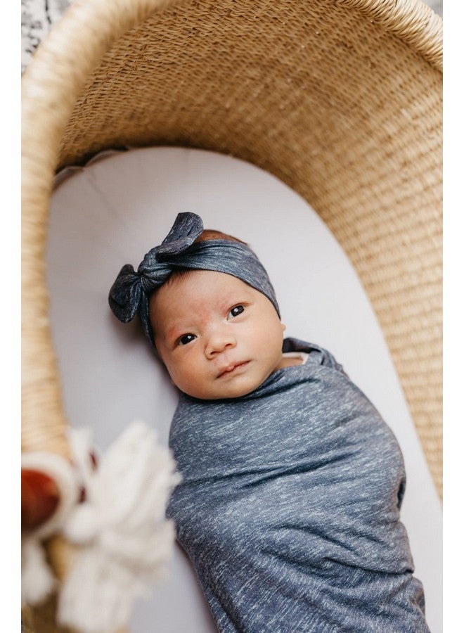 Copper Pearl Baby Bows: Stylish Headbands for Baby Girls, Premium Soft and Stretchy Baby Headbands, Perfect for Newborns, Trendy Designs - Denim - Image 5