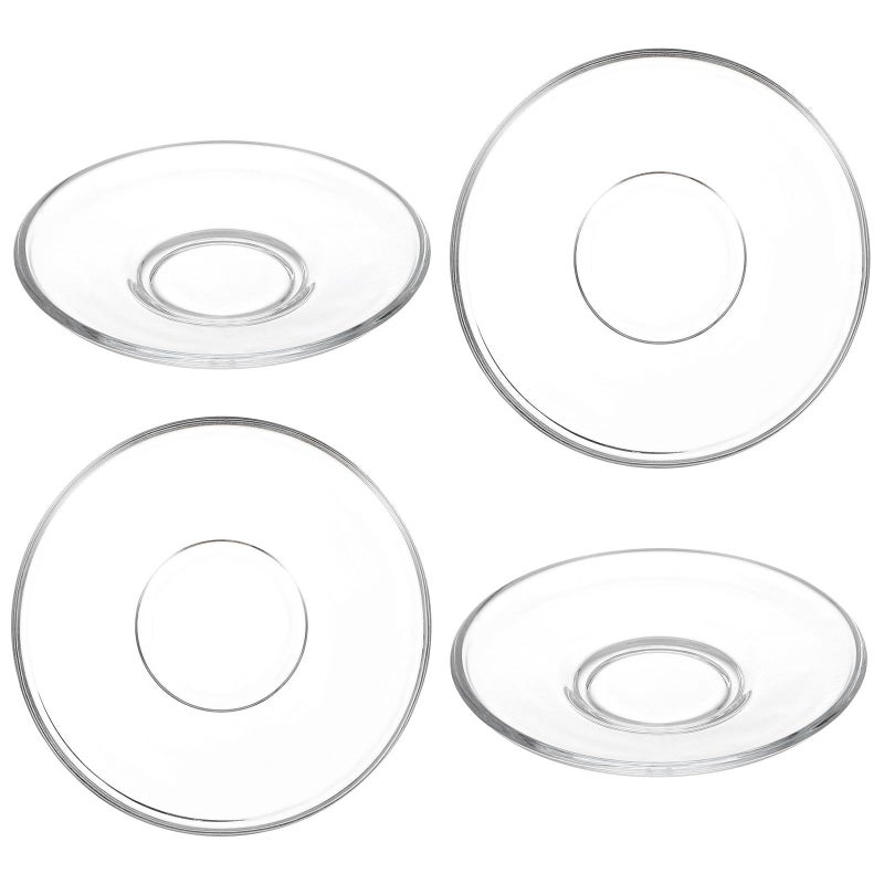 4 Pcs Clear Round Glass Tea Saucers 9 Cm Glass Plates For Coffee Cups Snack Serving Dish Decorative Small Plates For Home Dining - Image 2